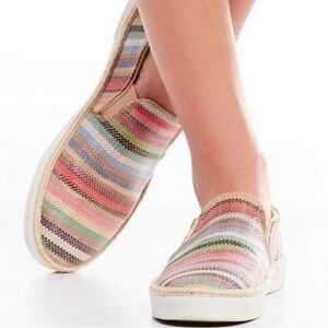 Jack Rogers Multi-Colored Striped Tucker Slip On Sneakers Size 7 Preppy Coastal